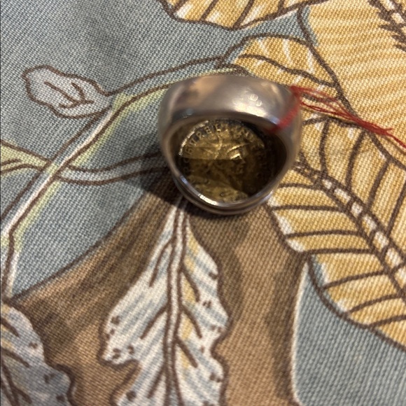 Vintage Silver Ring with Gold Coin - Picture 3 of 5